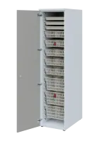 EUROMEDICA D - 46 ABS skříň léková boxová, 1-dveřová, levá, 1950x460x735, korpus bílý, dvířka šedá